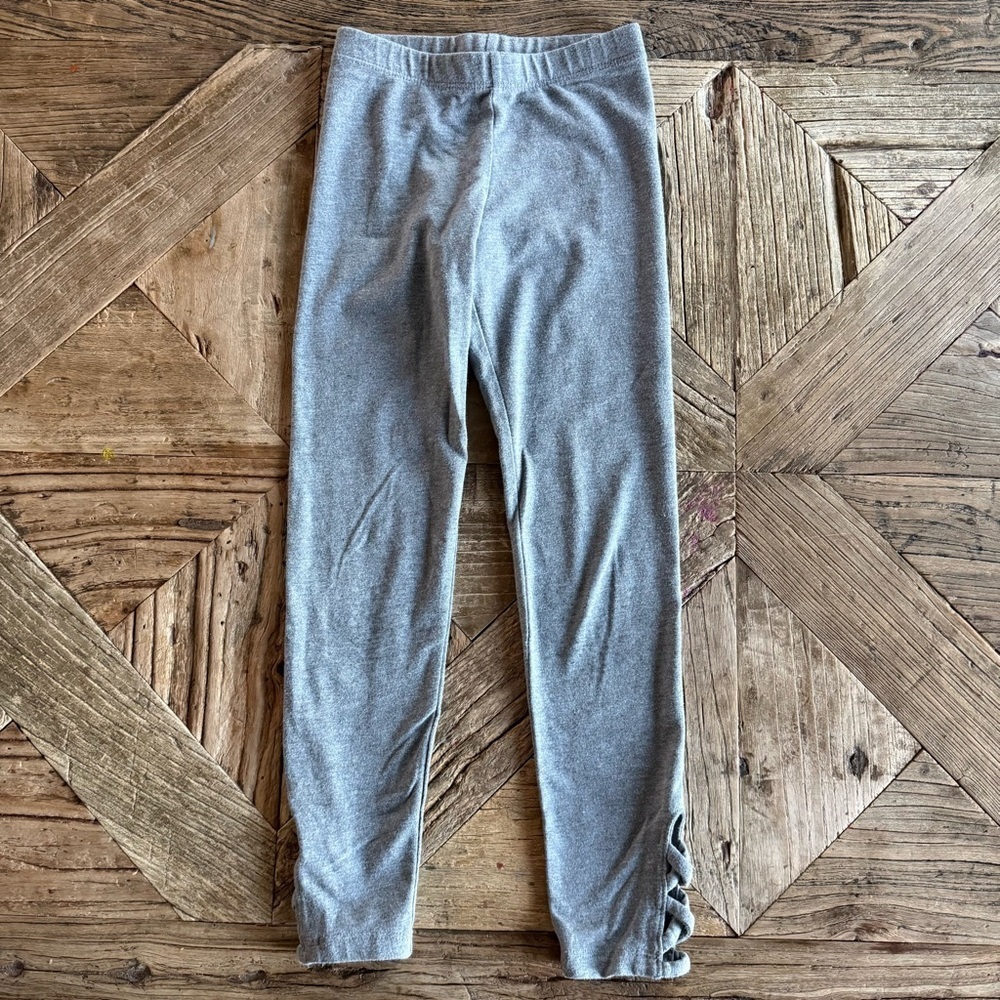 Old Navy Kids Leggings Gray Heathered Stretch Criss Cross Pull On Small 6-7